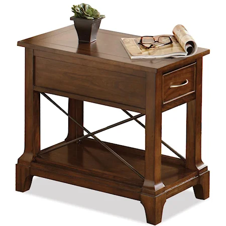 Drawer Chairside Table with Fixed Shelf